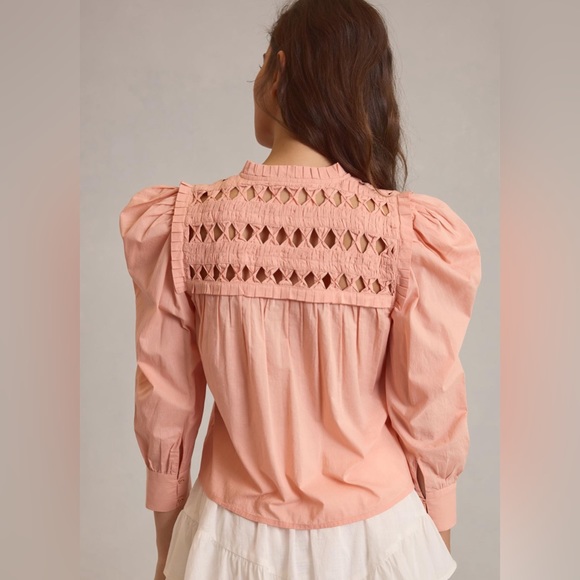 Anthropologie Self Contrast Puff-Sleeve Blouse NEW - Picture 2 of 13